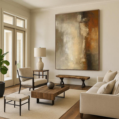 Warm - Toned Abstract Art for Cozy Living Room & Rustic Café DLZ1440