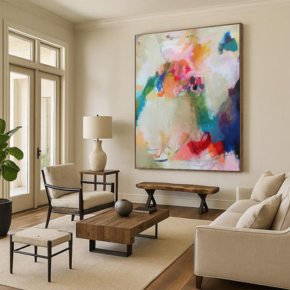 Colorful Floral Abstract Art for Bohemian - Style Cafés DLZ0150