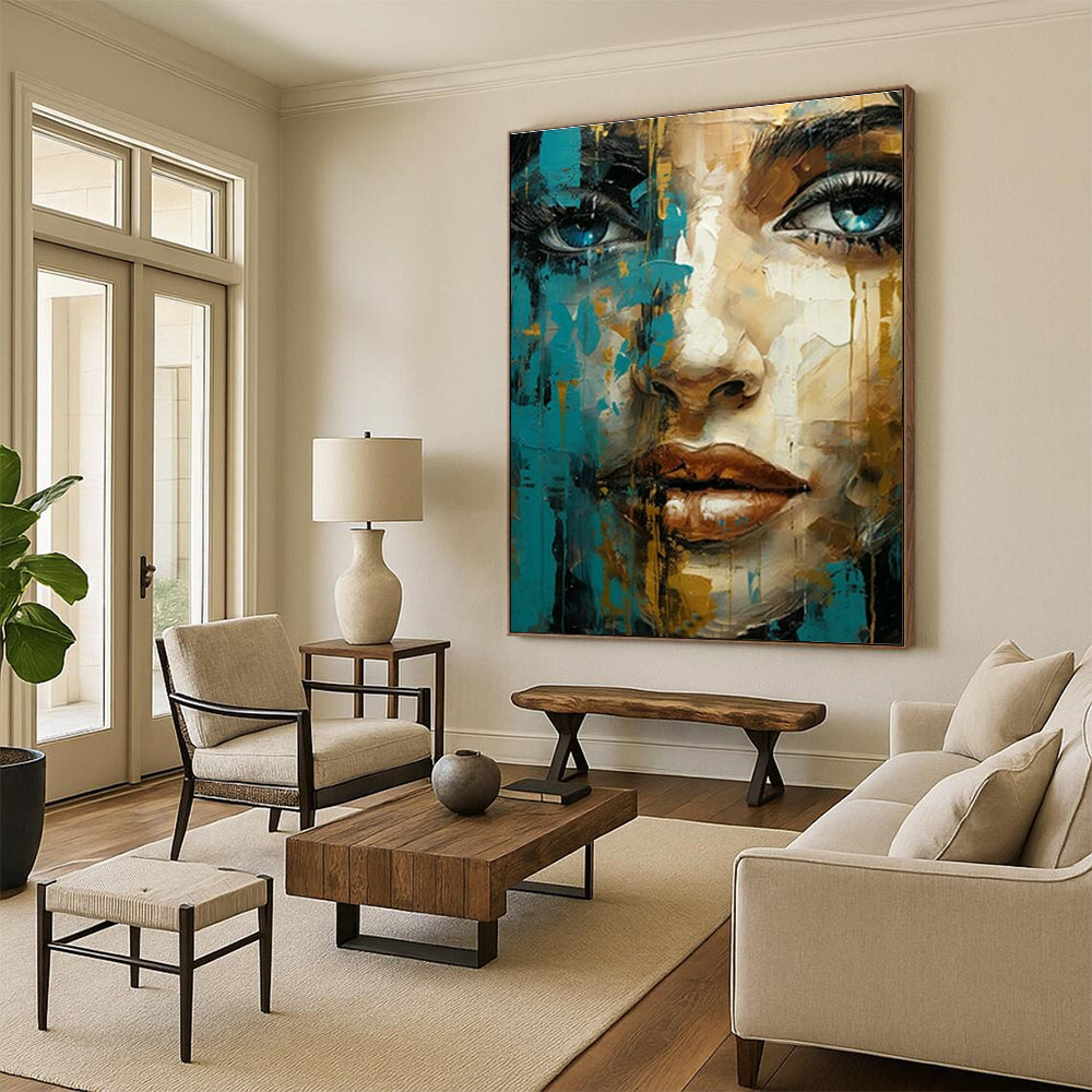Colorful Abstract Face Art for Bohemian - Style Hair Salon & Creative Studio Loft DLZ1546