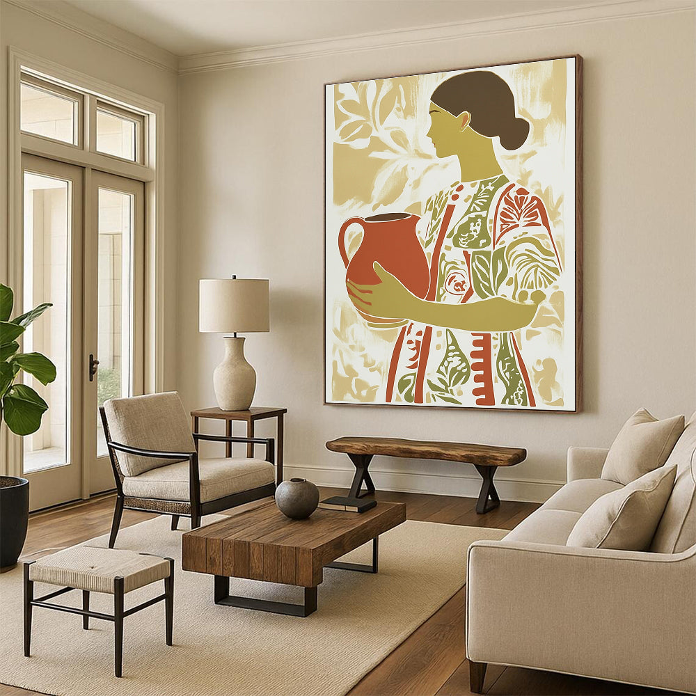 Woman with Jug Art for Cultural Center & Rustic Home Kitchen STSC1417