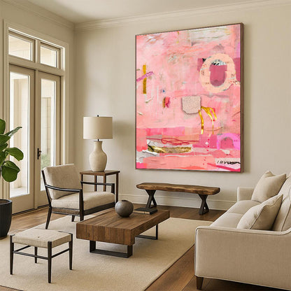 Pink - Themed Collage Abstract Art for Girly Salon Waiting Areas DLZ0087