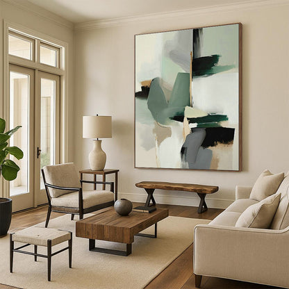 Green Geometric Abstract Art for Eco - Friendly Home & Modern Office Break Room DLZ1626