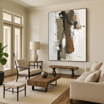 Brown - Beige Abstract Art for Rustic Restaurant & Art - Lover’s Home DLZ0806