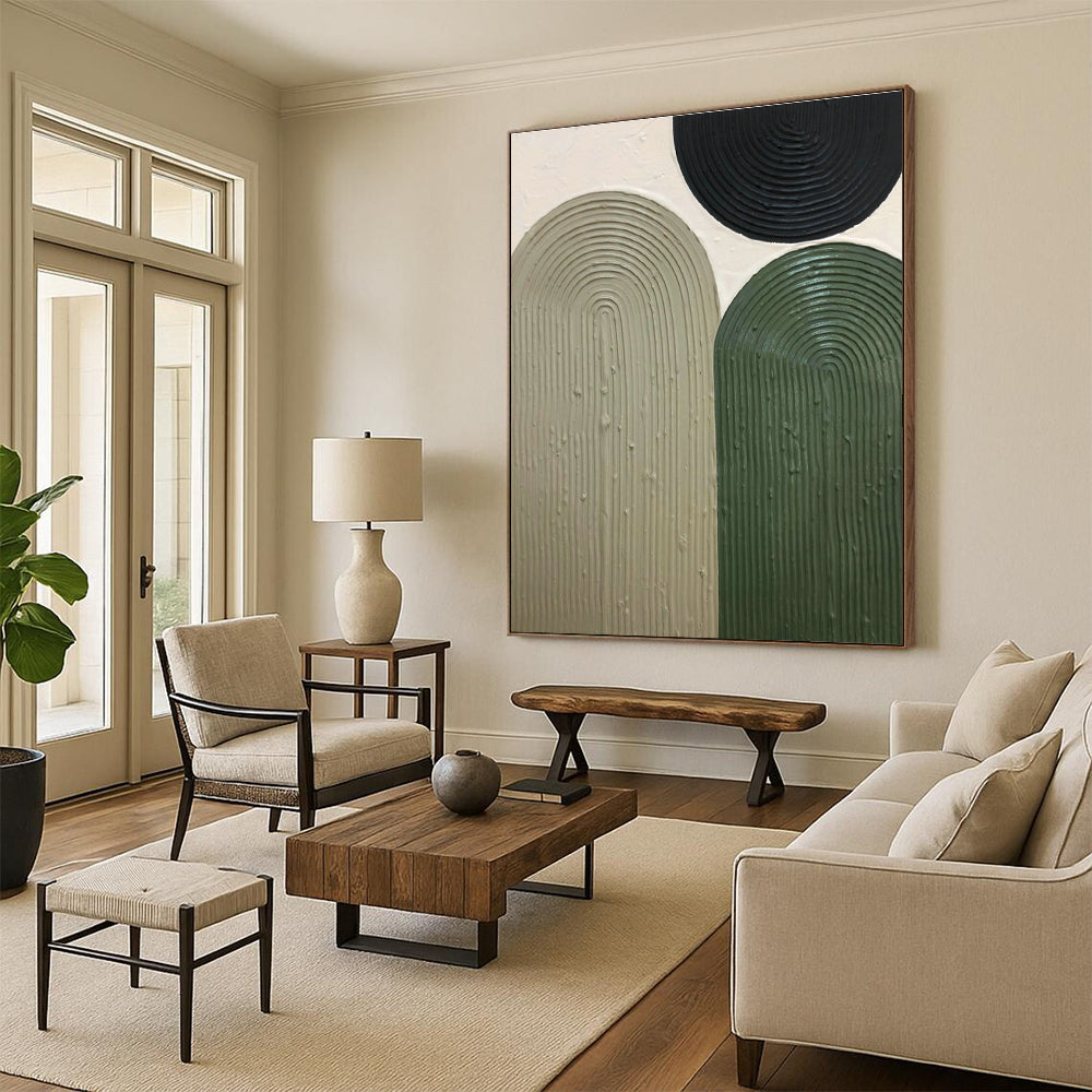 Green - Brown - Black Relief Art for Rustic Home Entrance & Garden - Themed Café DLZ1173