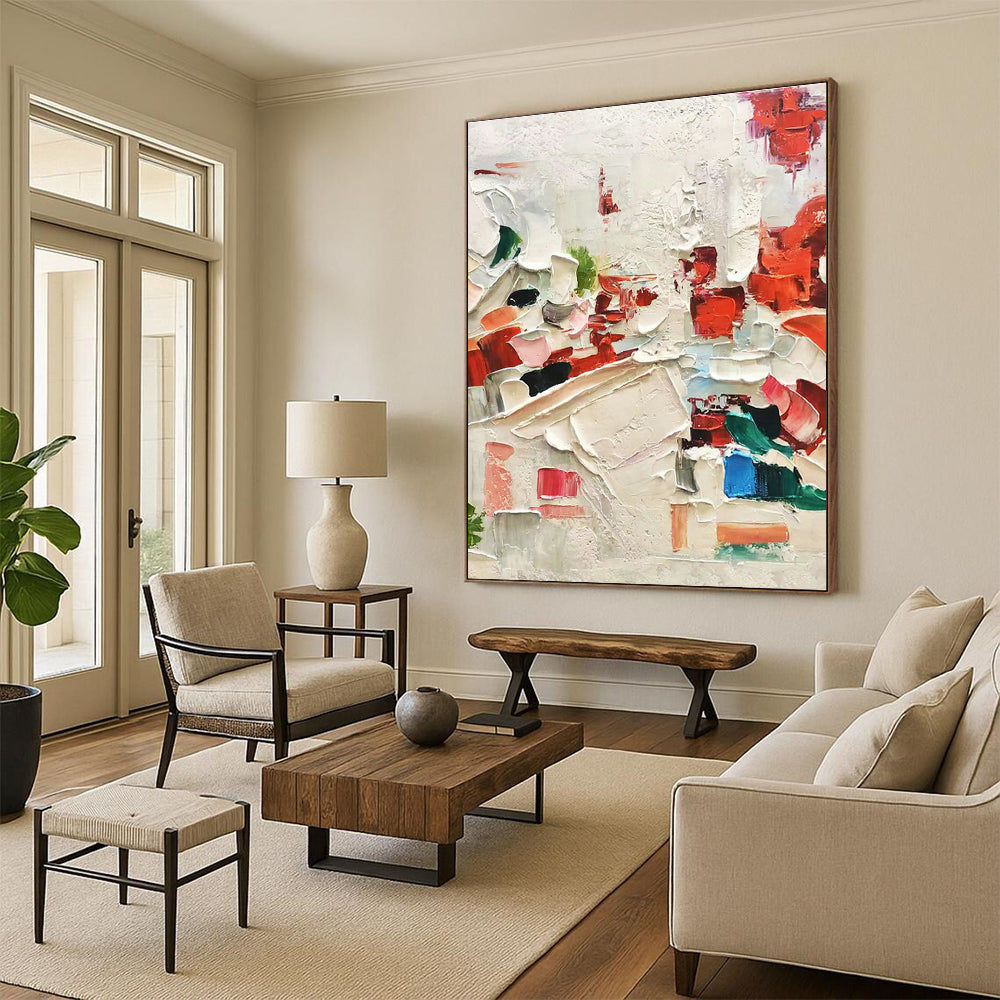 Colorful Thick - Paint Abstract Art for Bohemian Café & Creative Studio DLZ1051