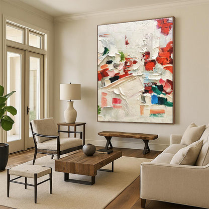 Colorful Thick - Paint Abstract Art for Bohemian Café & Creative Studio DLZ1051