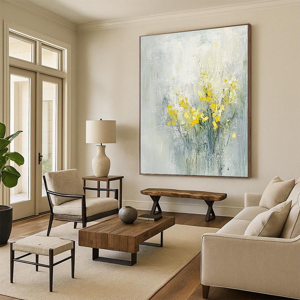 Yellow Flowers Abstract for Cheerful Kitchen & Art - Loving Sunroom STSC185