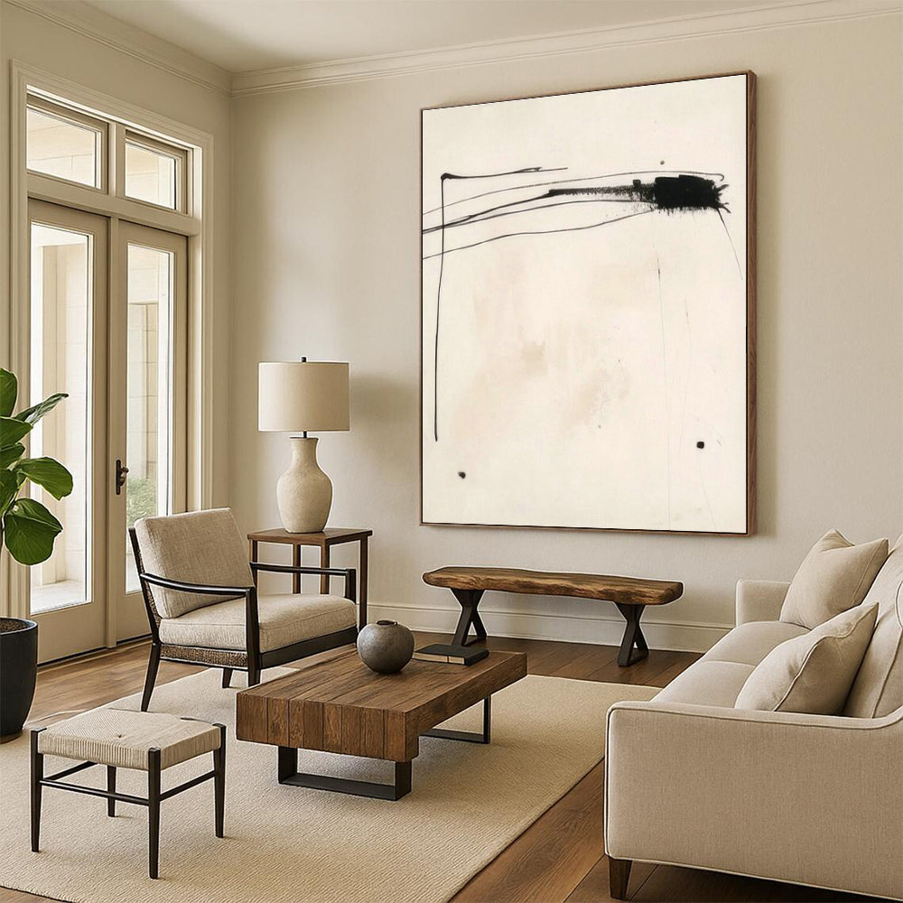 Ink - Style Abstract Art for Minimalist Asian Fusion Restaurant & Traditional Art Center DLZ1927