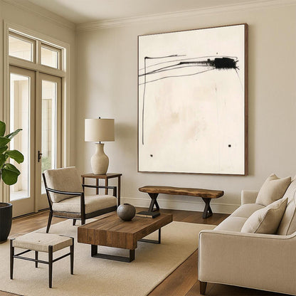 Ink - Style Abstract Art for Minimalist Asian Fusion Restaurant & Traditional Art Center DLZ1927
