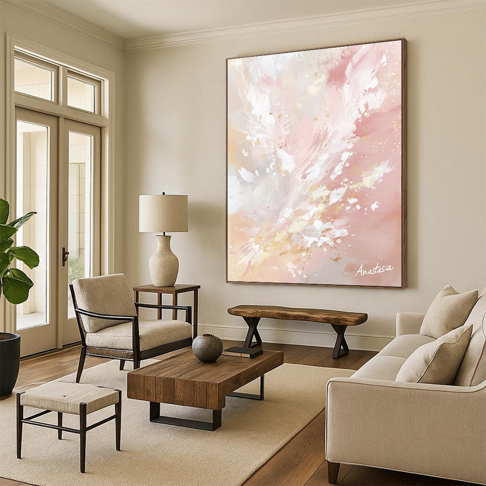 Pink and Gold Abstract for Luxurious Living Room & Wedding Venue Decor STSC1201