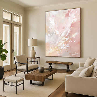 Pink and Gold Abstract for Luxurious Living Room & Wedding Venue Decor STSC1201