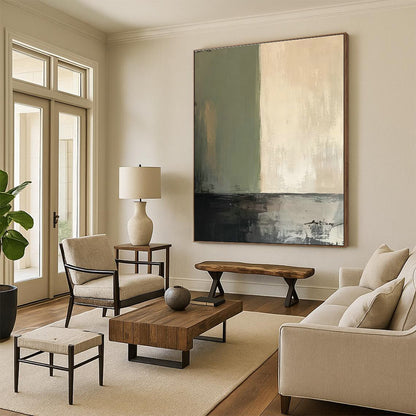Green - Gray - White Abstract Art for Eco - Friendly Home & Wellness Center DLZ1667