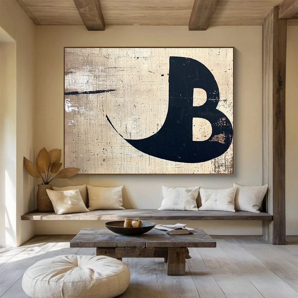 Distressed Letter B Art for Vintage - Themed Café & Industrial - Style Home SC438