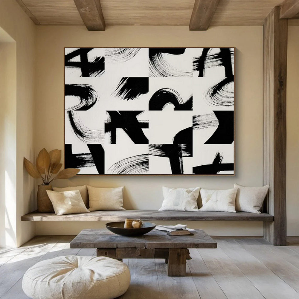 Ink - Brushstroke Collage Art for Contemporary Asian - Inspired Lounge DLZ2831