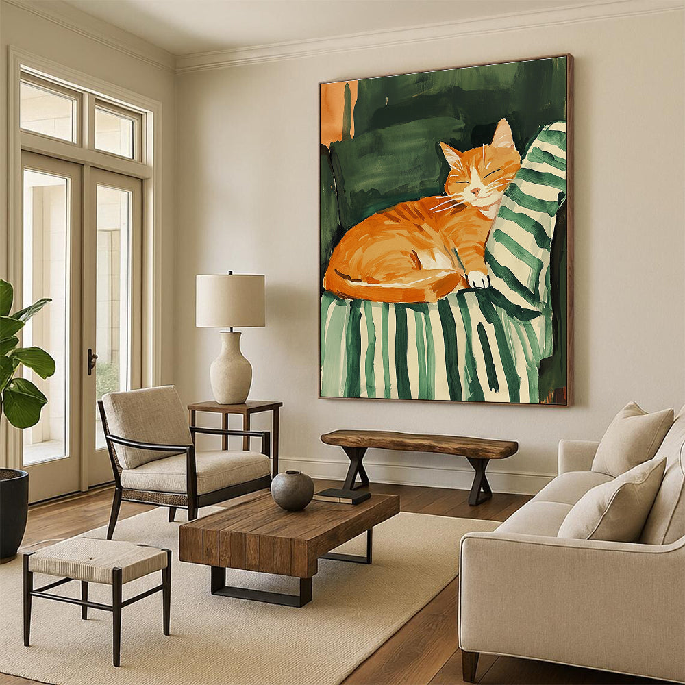 Sleeping Orange Cat for Cozy Home Bedroom & Cat - Lover’s Café STSC1016