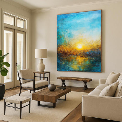 Textured Sunset Landscape for Coastal Home Living Room & Beach Resort Spa STSC200