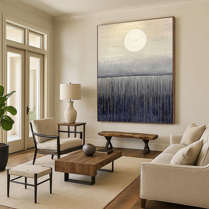 Minimalist Sun and Field Art for Modern Office Reception & Serene Home Study STSC1030