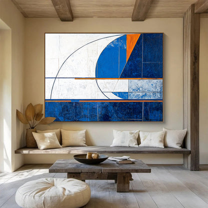 Geometric Blue - Orange Abstract for Architectural Firm & Modern Gallery SC029