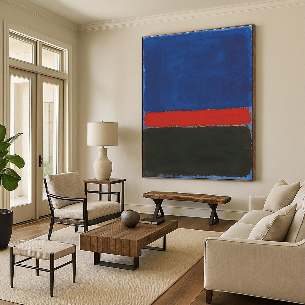 Blue - Red - Black Color Block Art for Living Room & Office DLZ0460