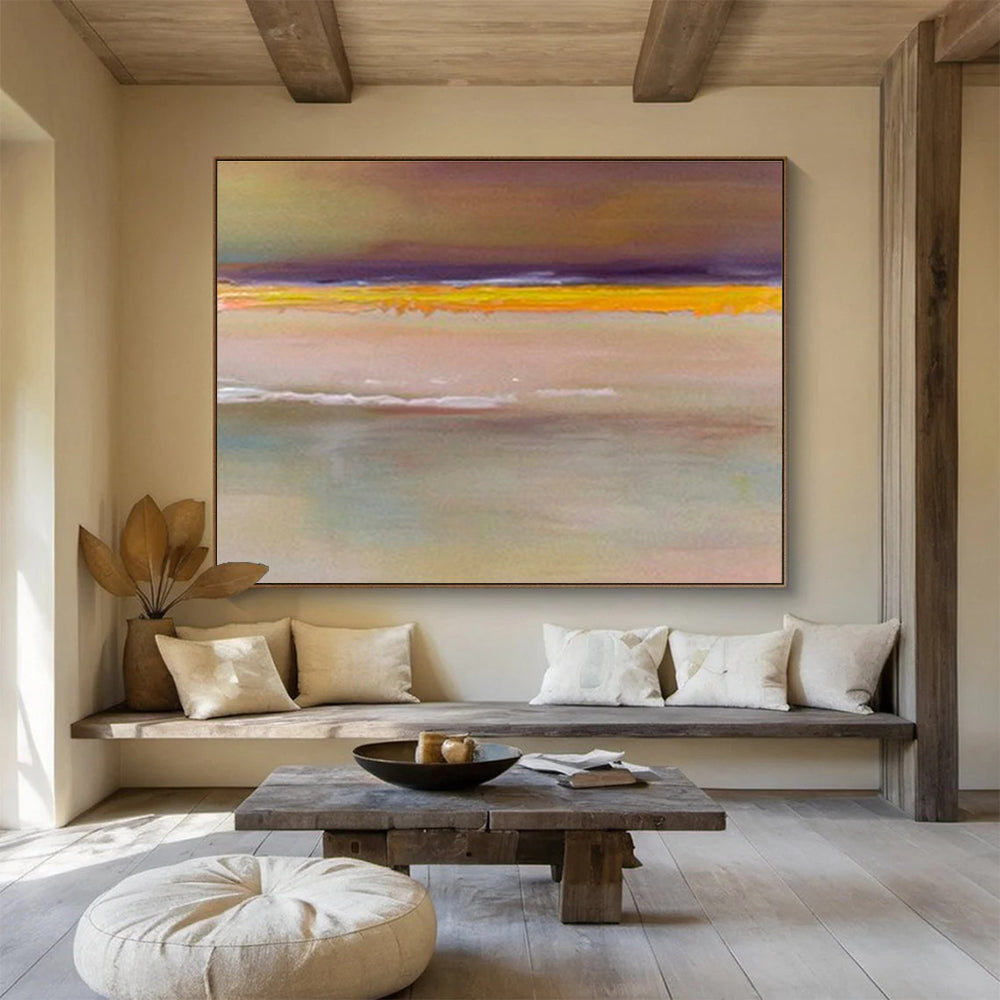 Yellow - Purple Minimalist Abstract Art for Calm Study DLZ2757