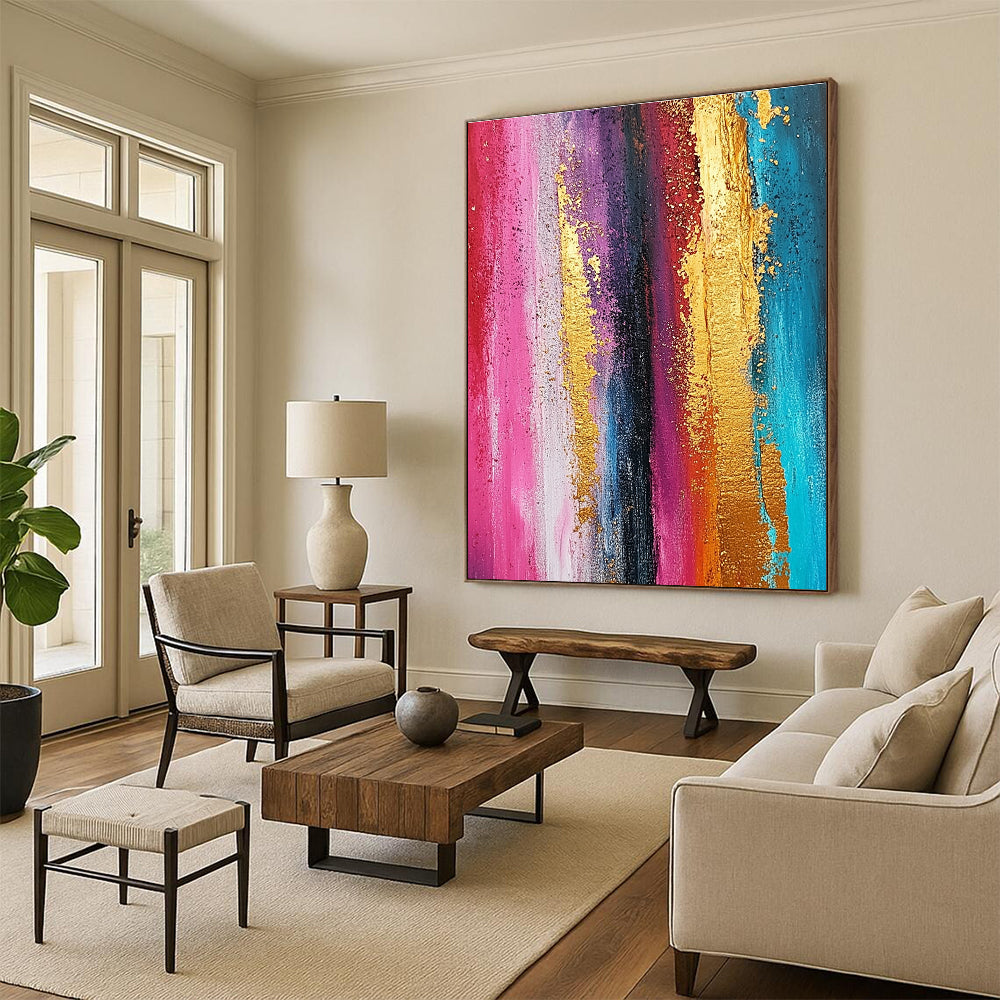 Colorful Gold - Striped Abstract Art for Boutique & Creative Studio STSC733