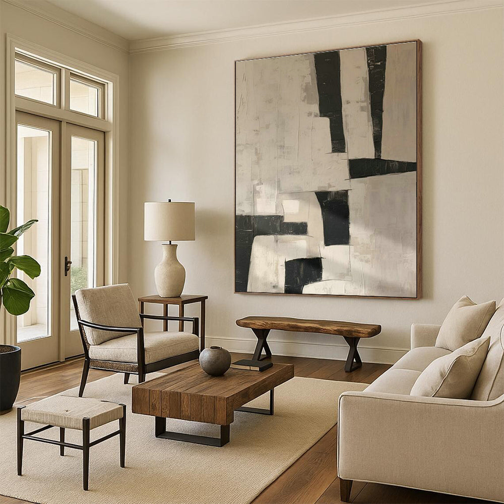 Black - White Geometric Art for Contemporary Home Entryway Statements DLZ0205