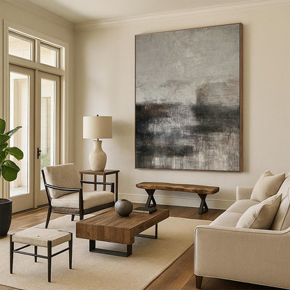 Gray - Brown Abstract Art for Industrial - Style Hotel Lobby Accents DLZ0194