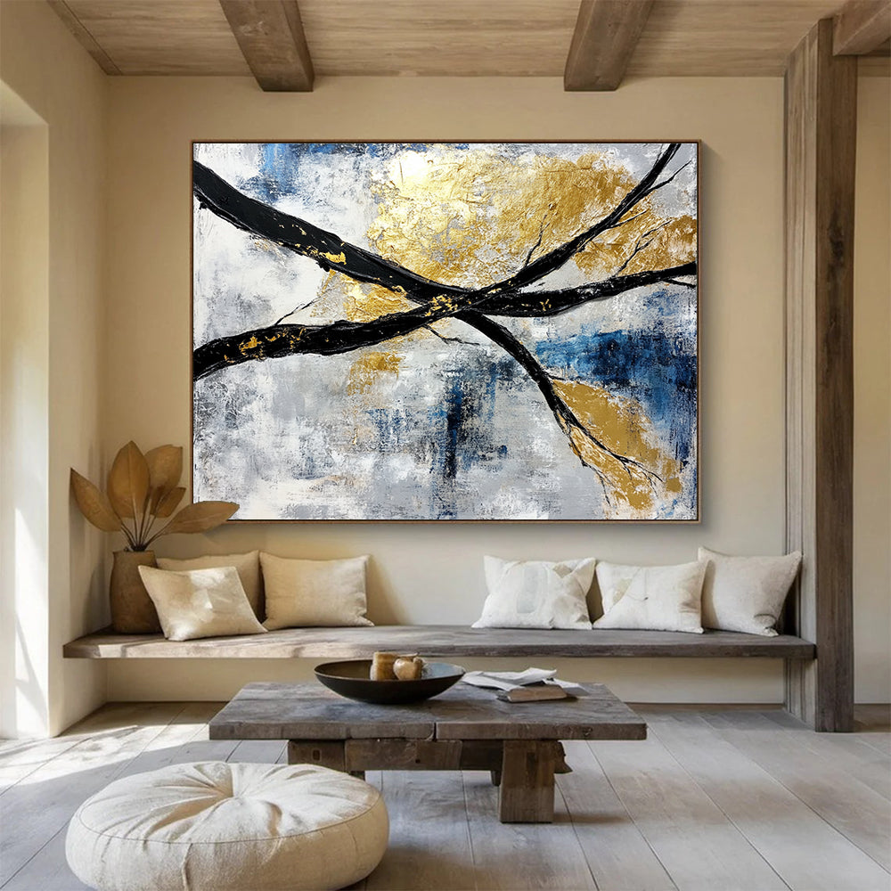 Black Branches with Gold Art for Luxury Hotel Lobby & Elegant Home Library SC367