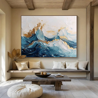 Textured Wave with Gold Art for Luxury Beachfront Villa & High - End Spa SC101