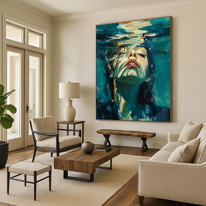 Woman Submerged in Water for Spa Wellness Center & Art - Inspired Home Bathroom STSC178