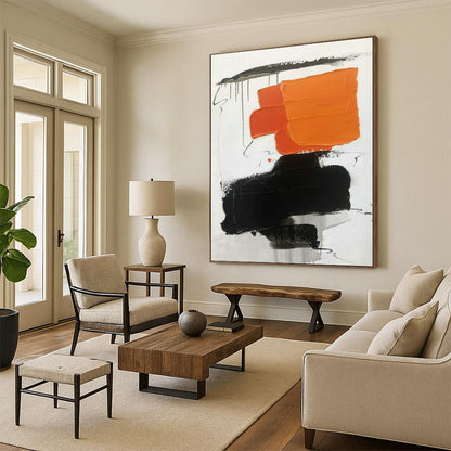 Orange - Black Abstract Art for Sports Bar & Creative Agency Break Area DLZ1684