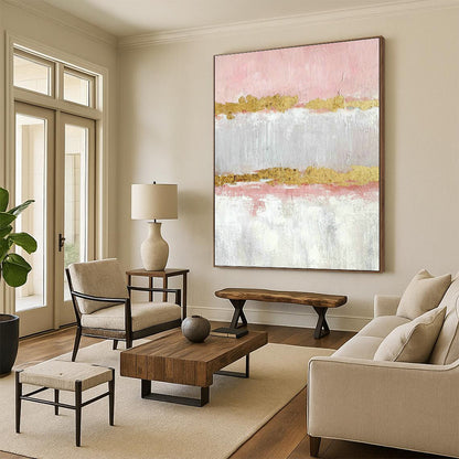Pink - Gold Abstract Art for Bedroom & Entryway DLZ0318