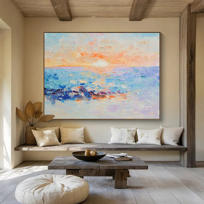 Vibrant Sunset Beach Art for Tropical Resort Lobby & Lively Family Room SC107