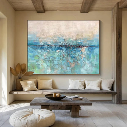 Blue - Green Lakeside Abstract Art for Calm Bedroom Nook DLZ2739
