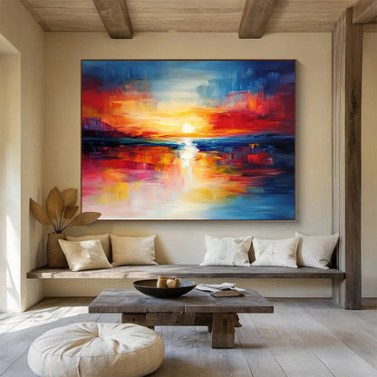Colorful Sunset Art for Living Room & Beachfront Hotel SC561