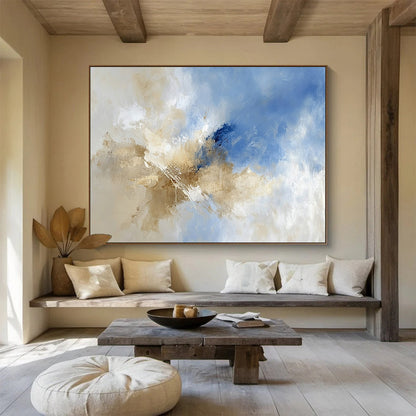 Blue - Beige Abstract Art for Modern Living Room & Luxury Hotel Lounge SC020