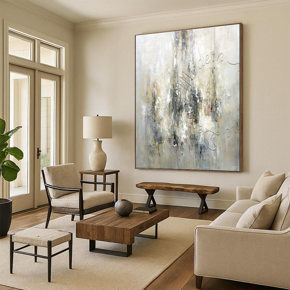 Gray - White Abstract Art for Industrial - Style Home & Contemporary Art Gallery DLZ1826