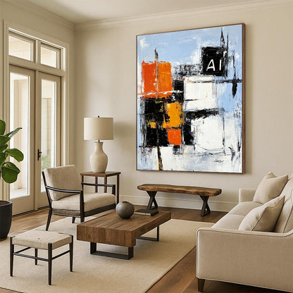 Abstract Color Block with “AI” for Tech - Inspired Office & Modern Art Space STSC742