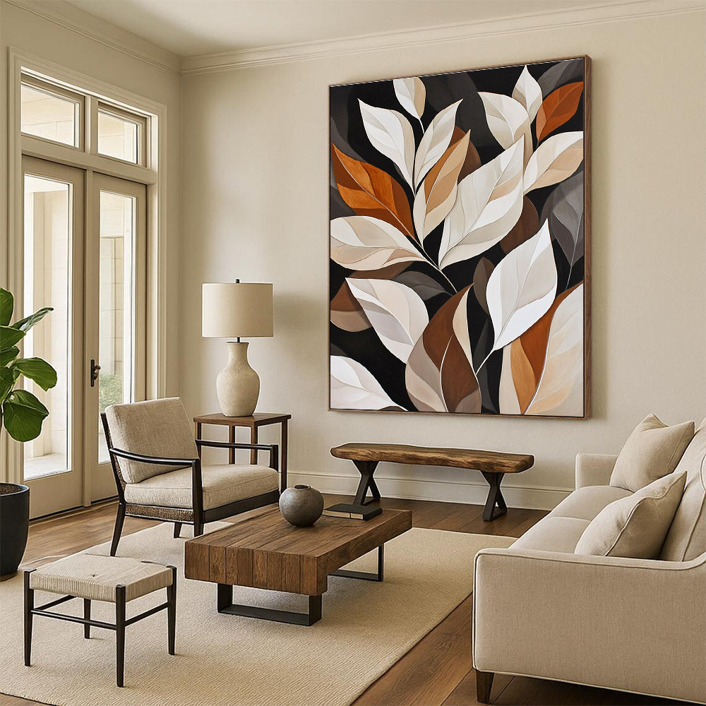 Neutral - Toned Leaves for Minimalist Living Room & Sophisticated Office STSC1151