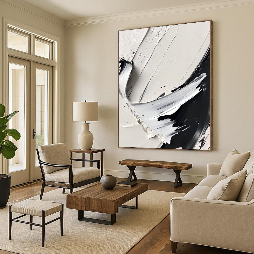 Black and White Textured Abstract for Modern Art Gallery & Industrial - Chic Loft STSC507