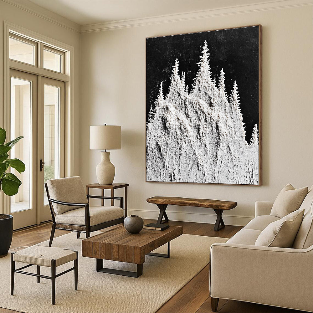 Flour - Shaped Trees Textural Landscape Art for Rustic Home & Cozy Home Reading Nook STSC1488
