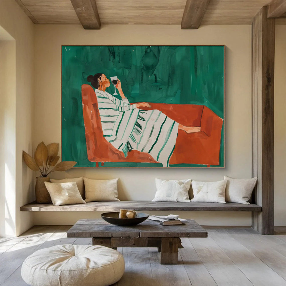 Sofa Wine - Tasting Figure Art for Sophisticated Home Bar Areas DLZ2617