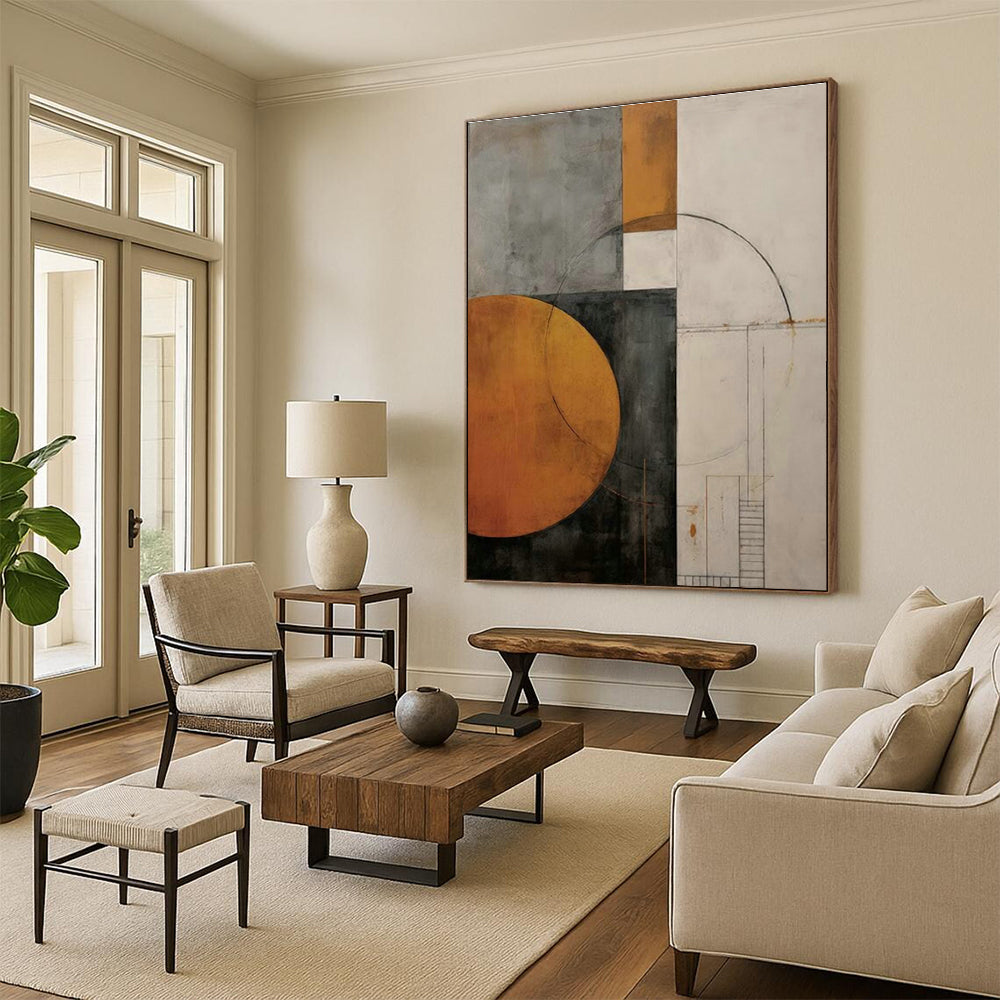 Geometric Abstract in Earth Tones for Industrial - Style Home & Minimalist Art Gallery DLZ2121