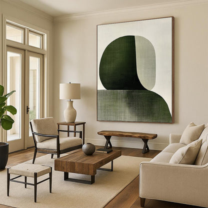 Green and Beige Abstract Shapes Art for Nature - Inspired Yoga Studio & Modern Home Library STSC1339