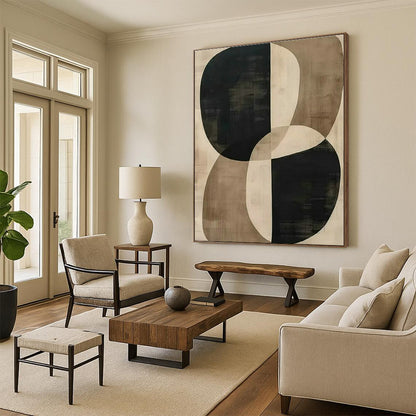 Brown - Black Geometric Abstract Art for Mid - Century Modern Home & Architectural Studio DLZ1752
