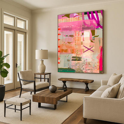 Pink - Purple Dynamic Abstract Art for Fashion Boutique Display Walls DLZ0082