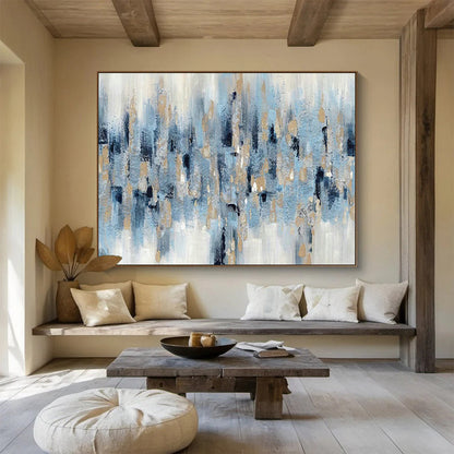 Blue - Gold Urban Abstract for Modern Corporate Lobby DLZ2985
