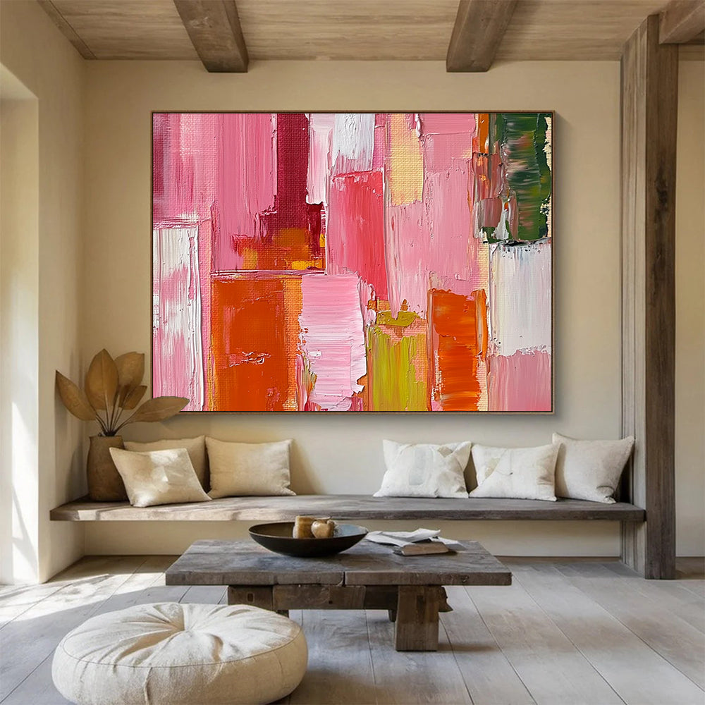 Pink Color Block Art for Trendy Women’s Fashion Boutique & Cheerful Girls’ Bedroom SC118