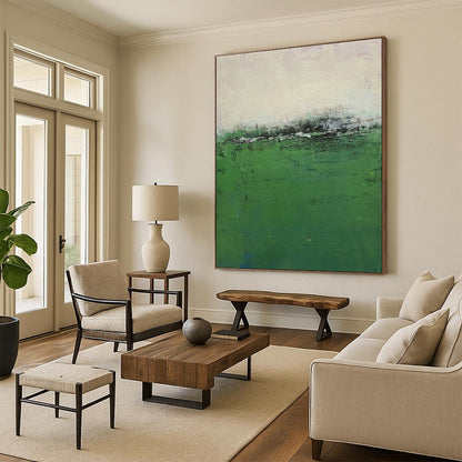 Misty Green Field Abstract Art for Country Cottage & Nature - Themed Spa DLZ1214