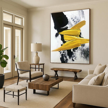 Yellow - Black Abstract Art for Living Room & Office DLZ0481